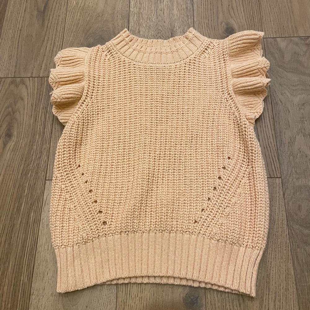 Coral Knit Tank top with ruffle sleeves